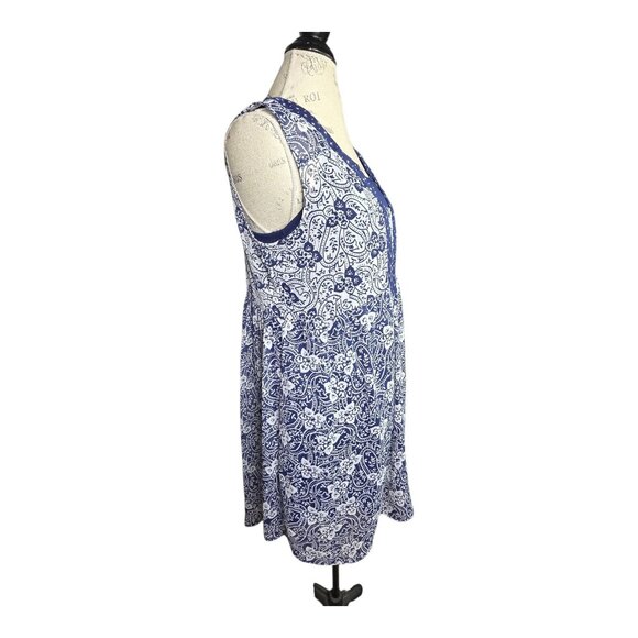 Knox Rose Dress Womens M Blue White Floral 2 Piece High Waist Boho Cottagecore - Picture 6 of 12